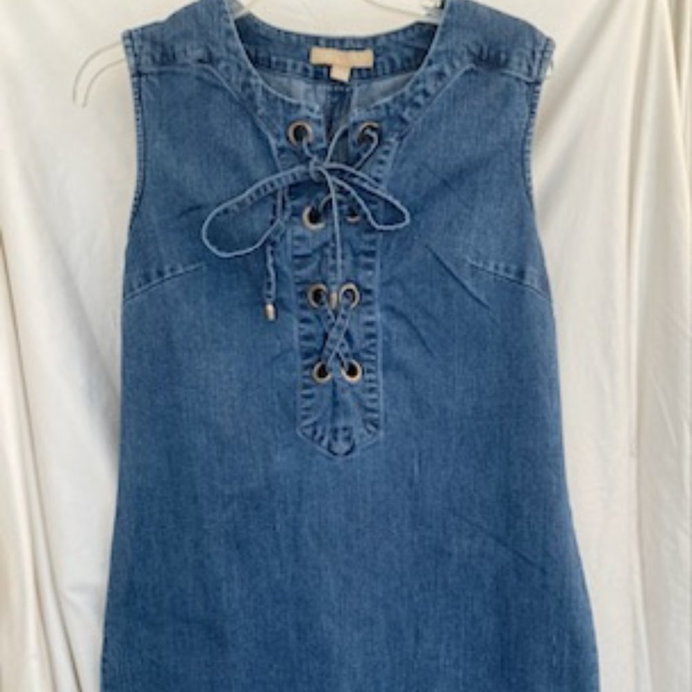 Blue denim stretch dress.  Size 8
